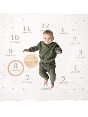 NWT Pearhead Baby Milestone Blanket & Photo Prop Set 3pc Monthly Milestones